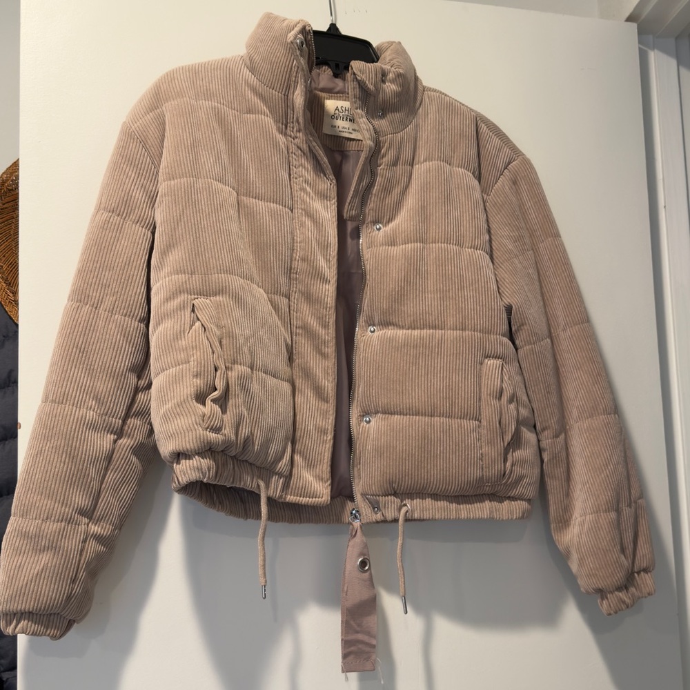 Ashley By 26 International Corduroy Puffer Jacket in Beige